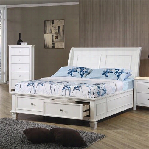 Coaster Furniture 400239t Snady Beach Twin Sleigh Bed With Footboard Storage Ni White