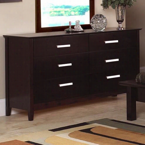 Caster Furniture 5633 Stuart Contemporary 6 Drawers Dresser In Cappudcino