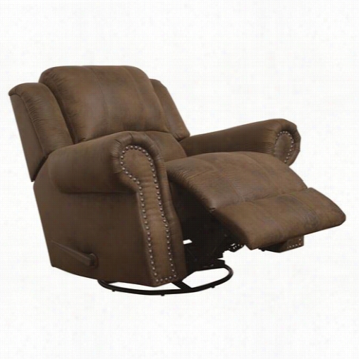 Coasterfurniture 650153 Sir Rawlinson Traditional Swivel Rocker Ecliner In Brown With Nailhead Studs