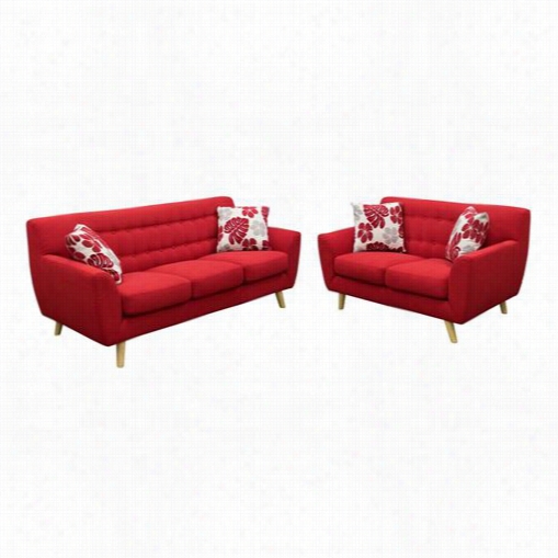 Diamond So Fa Scarlettslre Scarleett Solid Fabric Sofa And Loveseat In Rouge Red - Set Of 2