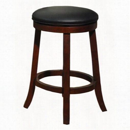 Ecifurniture 1309-35 -bs-24 24"" Burnished Walnutb Ackless Swivel Stool - Stud Of 2