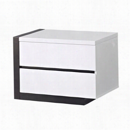 Global Movables Trinity-ns-r Trinity 2 Drawer Right Nightstand In White / Glossy Black