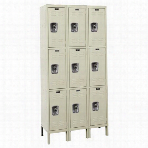 Hallowell Urb3288-3a 36"&qu Ot;w X 18""d X 78""h Triple Tier 3-wide Assembled Ready-built Locker In Parchment