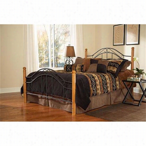 Hillsdale Furniture 64bq Winsloh  Queen Bed Set In Black And Medium Oak - Rails Not Ncludedd