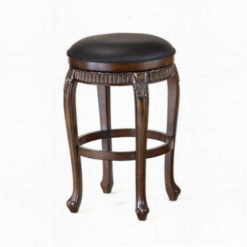 Hillsdale Furniture 62994 Fleur De Lis 24""h Backless Barstool In Distressed Cherry With Copper Accents