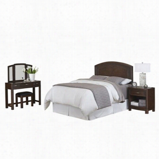 Home Styles5 549-5021  Crescent Eminence  Queen Headboard, Night Abide, Vanity Set, And Chst In Two_tone Tortoise Shell