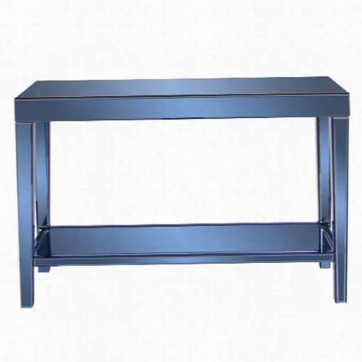 Howard Elliot T11176 Dorset Mirrored Cosole Table In Cobalt Blue With Ottom Shelf