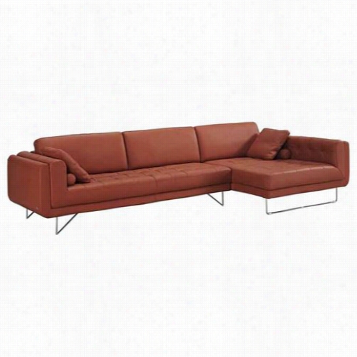 J&m Funiture 18080-rhfc Hampton Leather Sectional Right Hand Facing Chaise In Pumpkin Premium