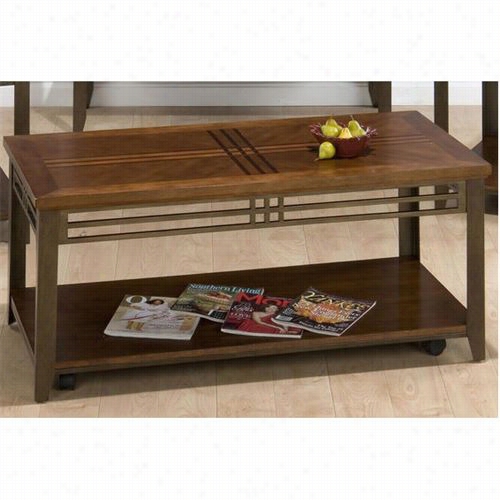 Jofran 536-1 Cocktail Table With Inlay Wood Top And Casters Ni Barrington Cherry