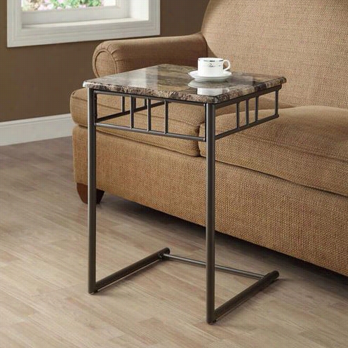 Monarch Specialties I3043metal Share Table In Cappuccino Marble/harden