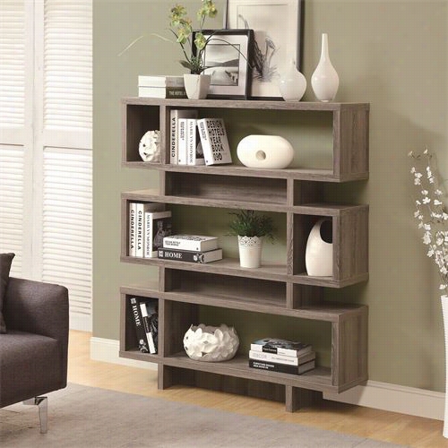 Monarch Specialties I3251 Dark Taupe Reclaimed-look 55""h Modern Bkokcase