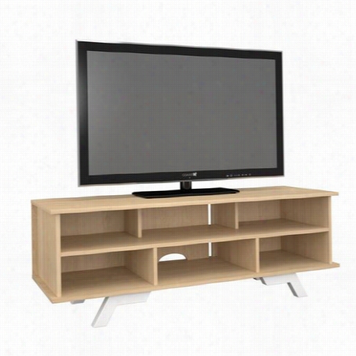 Nexera 104339 Stiletto5 4"" Tv Stand In Natural Maple/white