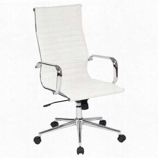 Office Star Fl4836c High Back Faux Leather Office Chair Through  Arms, Chrome Base And Accents