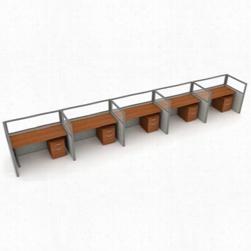 Ofm T1x5-4760-p Rize 47"" X 60"" 1x5 Privacy Station Units With  Ploycardbonate Panels