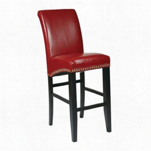 Osp Designs Met8730rd Metro 30"" Parsons Bastool In Crimson Red Wwith Nail Heads