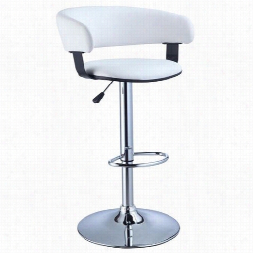 Powell Furniture 211-915 Barrel Ack Bar Sstool In White And Chrome