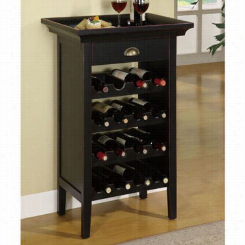 Powell Furniture 502-462 Wine Cabint In Black With Merlot Rub Through