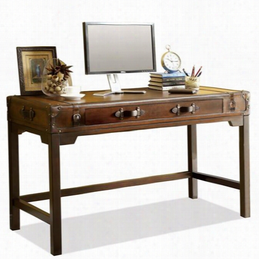 Riverside 38732 Latitudes Suitcase Writing Desk In Aged Cognac Wood