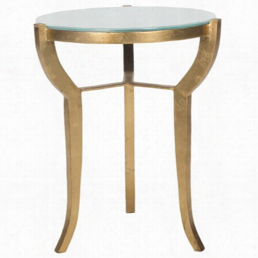 Safavieh Fox2530a Ormnod Accent Table In Go1d Withw Hite Glass Top