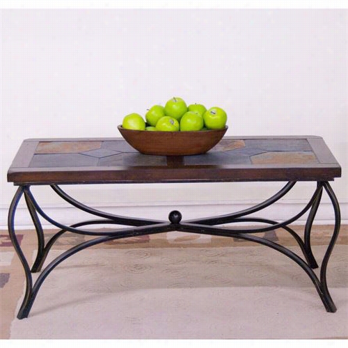 Sunny Designs 3125dc-c Santa Fe Slate/meta Lcoffee Table In Dark Chocolate