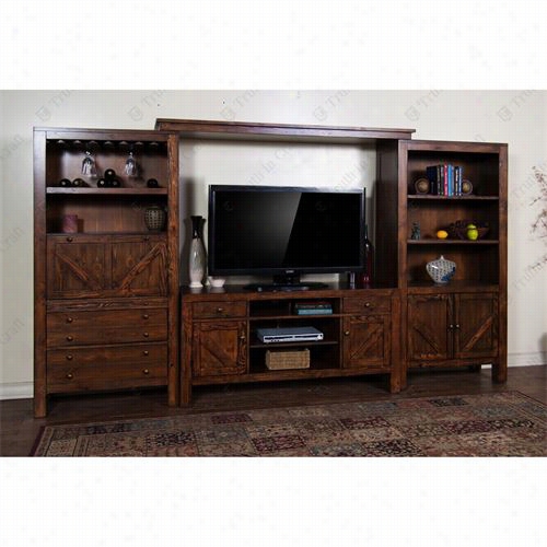 Sunny Designs 3485ab-62-3485ab-b-3485ab-p1-3485a-bp2 Rannch House 62"&qot; Tv Console With Bridge And Pier In Antique Bronze