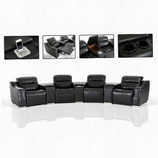 Vgi Furniture Vgkne9020-ecoblk Divani Csa Salem Eco Leather Reciner Seectional Sofa In Black With Audio System