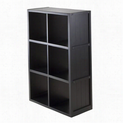 Winsome 20037 She Lf 3 X 2 Cube With Wainscoing Panel In Black