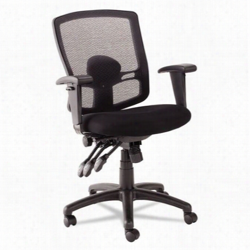 Aler A Aleet4017 Etros Series Petite Mid-back Multifunction Mesh Chair In Black