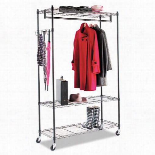 Alra Aleg3r54818 Black Setel Wire Shelving Garment Rack,coat Rack And Stand Of One's Self Rack With Casetrs