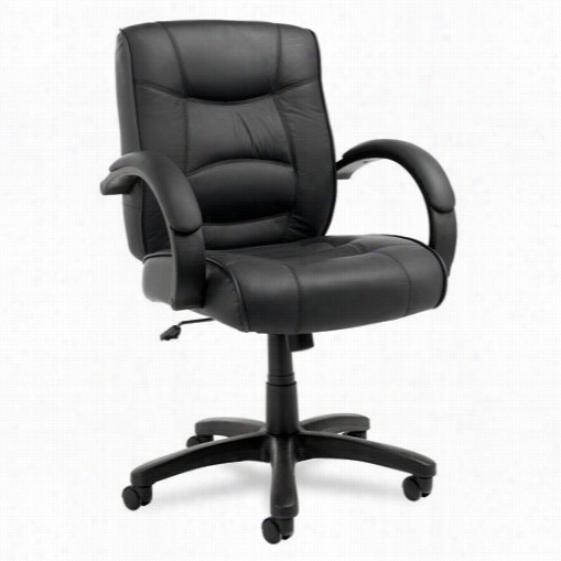 Alera Alesr42ls Strada Series Mmid-back Swivel/tilt Chair In Black Top-grai Leather Upholstery