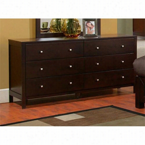 Alpine Furniture Skk-03 Solana 6 Drawers Dresser In Cappuccino