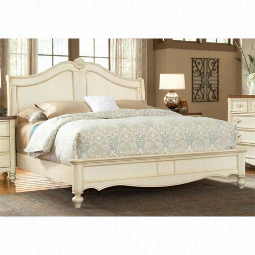 American  Woodcraf Ters 3501-50sle Chateau Queen Sleigh Bed In Antique White