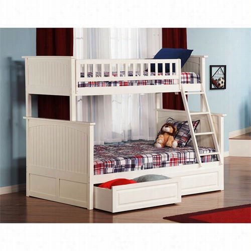 Atlantic Furnniture Ab5922 Nantucket Twin Over Full Bunk Bed With 2 Raised Panel Bed Drawers