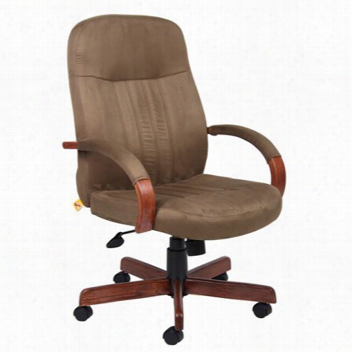 Boss Ofifce Products B8386-dkc Microfiber Executiev Chair With D Ark Oak