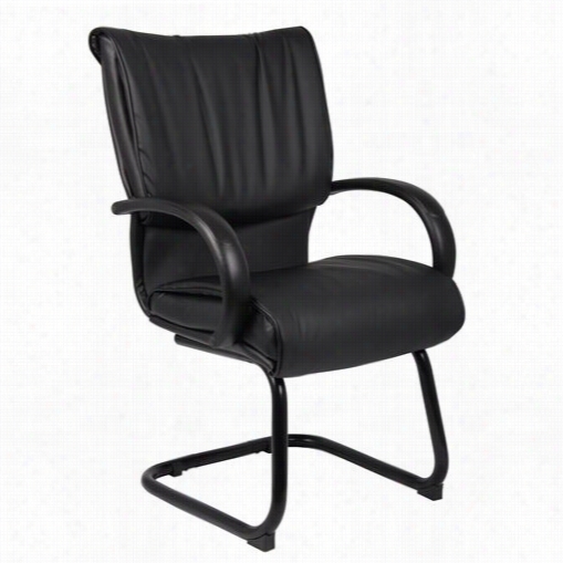 Stud Office Products B9709 Mid Back Black Leatherplus Guest Chair