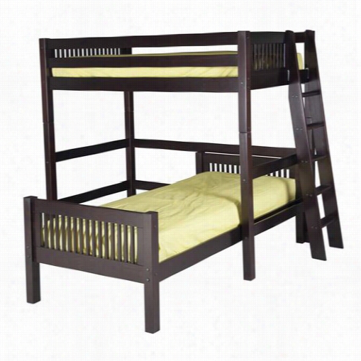 Camaflexi C181 Twin Over Twin L-shape Loft Bed With Mission Headboard In Lateral Ladder