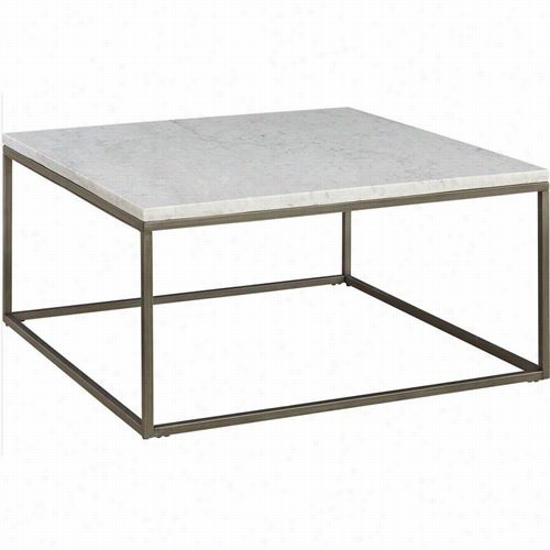 Casana 836-065-mbw-065 Alana Square Cofee Table In Natural Ssteel Through  White Marble Top