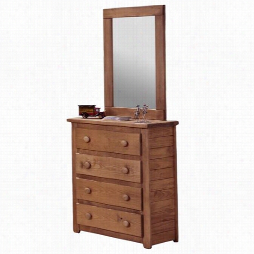 Chelsea Home Furnitre 31004-j-101 Jumbo 4 Drawer Dresser Through  M Irror In Mahogany Stai