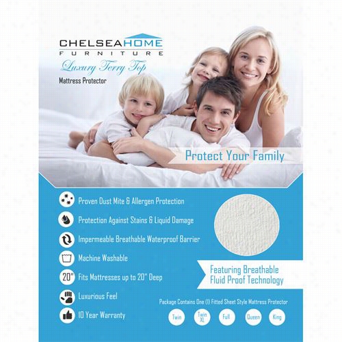 Chelsea Home Furnityre 913980-lt-txl Twin Xlluxury Terry Mattress Protector In White