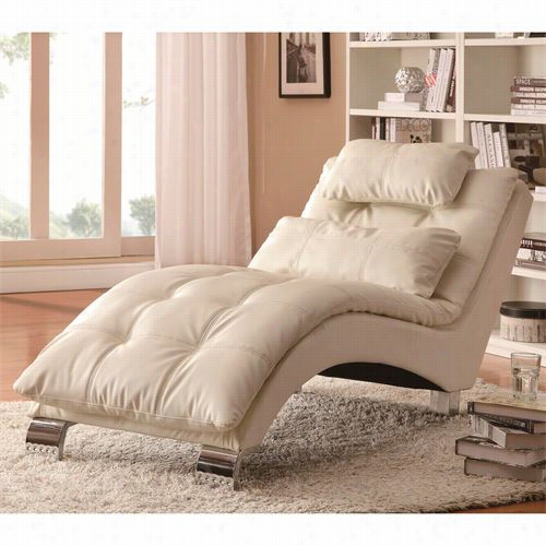 Coaster Ffurniture 550078 Living Room Chaise With Sophis Ticated Modern Look In White