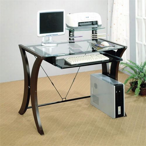 Caster Furniture 800445 Division Table Desk With Glasss Top