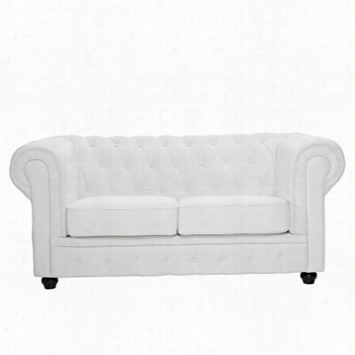 East End Imports Eei-7000- Whi Chesterfield Loveeseat In White Leather And Leather Union