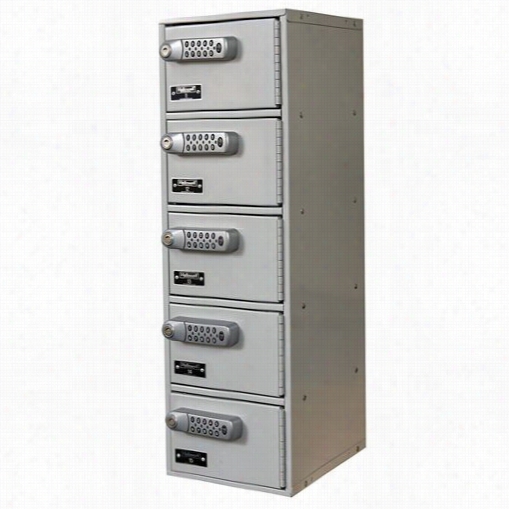 Hallowell Uctl192(30)-5a-e-pl 9""w X 12""d X 30-1/2""h 5-tier 1-wide Assembled Cell Phone/tablet Locker In  Platinum
