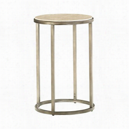 Hammary 190-918 Modern Basics Round End Table In Natural Travertibe/textured Bronze