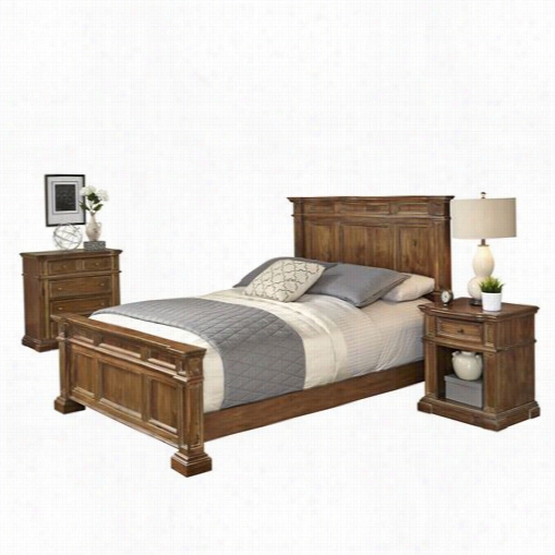 Home  Styles 5000-6024 Americana Vinatge  King Bed, Night Stand And Chest In Distressed Natural Acacia