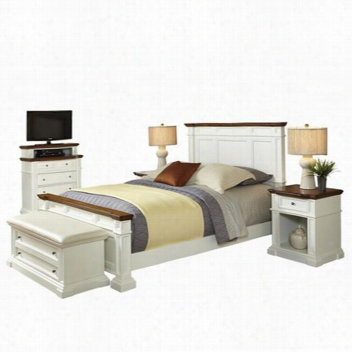 Home Styles 5002-5030 Amrricana Queen Brd, Tw Night Stands Media Chest And Upholstered Bench