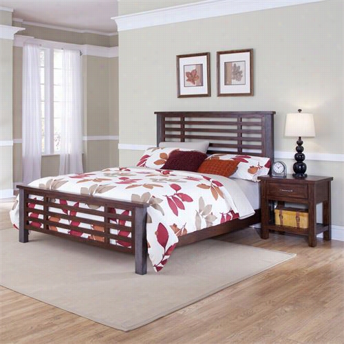 Home Styles 5411-5018 Caabin Creek Queen Meta Lframe Bed And Night Stand Inn Multi-step Chestnut