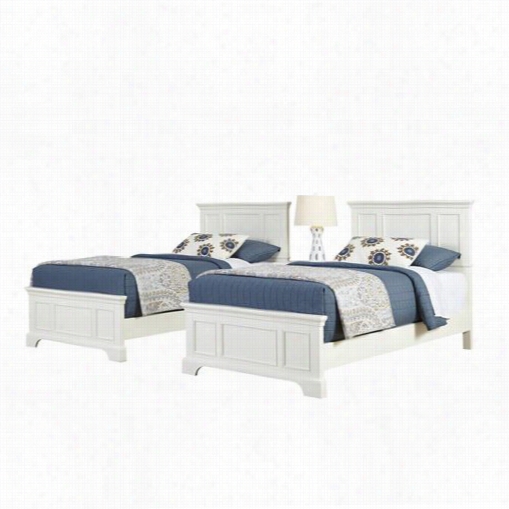 Home Styles 5530-4024 Naples Two Twin Beds And Night Stand In White