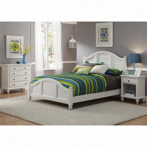 Home Styles  5543-5018 Bermuda Queen Bed, Night Stand And Chest In Brushed White