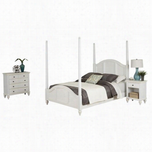Home Styles 5543-5203 Bermuda Queen Placard Bed, Night Stadn, And Chest In Brushed White